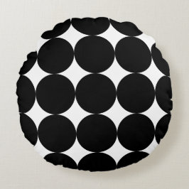 Black White Retro Geometric Cirtern Pattern Rond Kussen