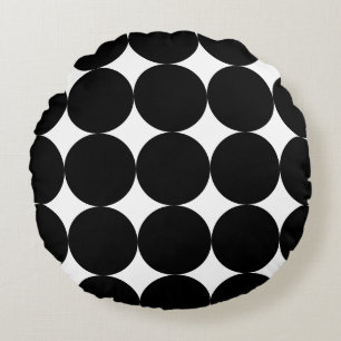 Black White Retro Geometric Cirtern Pattern Rond Kussen