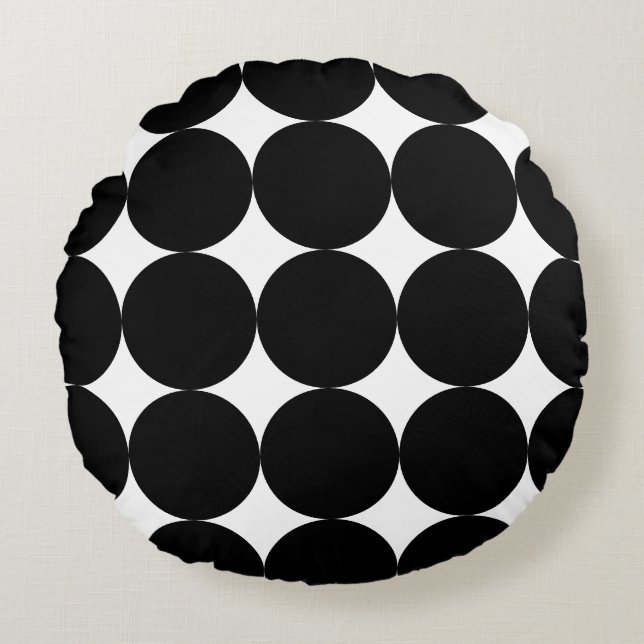 Black White Retro Geometric Cirtern Pattern Rond Kussen (Voorkant)