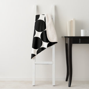Black White Retro Geometric Cirtern Pattern Sherpa Deken