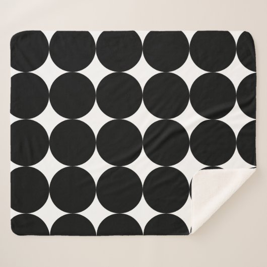 Black White Retro Geometric Cirtern Pattern Sherpa Deken (Voorkant (horizontaal))