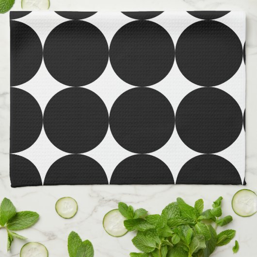 Black White Retro Geometric Cirtern Pattern Theedoek (Gevouwen)