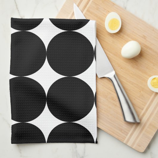 Black White Retro Geometric Cirtern Pattern Theedoek (Quarter Fold)
