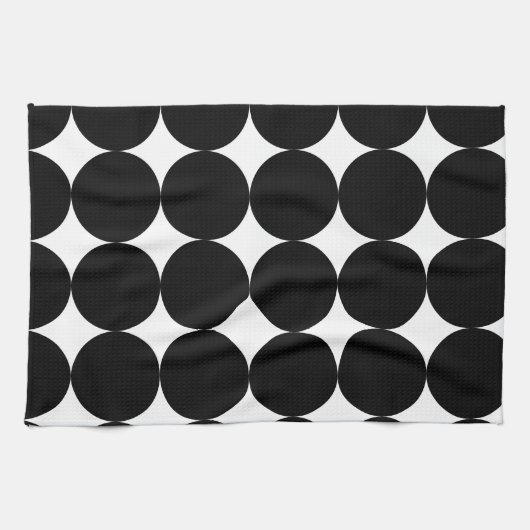 Black White Retro Geometric Cirtern Pattern Theedoek (Horizontaal)