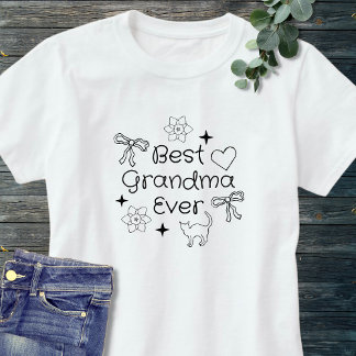 Black & White Retro Hand Drawn Best Grandma Ever T-shirt