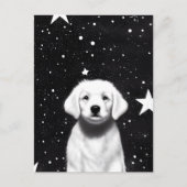 Black & White Retro Puppy & Big Stars Briefkaart (Voorkant)