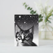 Black & White Retro Stars Kitten Briefkaart (Staand voorkant)