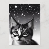 Black & White Retro Stars Kitten Briefkaart (Voorkant)