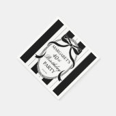 Black white retro stripes bow birthday monogrammed servet (Hoek)