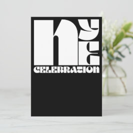 Black White Retro Typography New Year's Eve Party Kaart