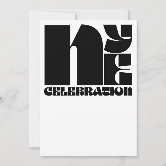 Black White Retro Typography New Year's Eve Party Kaart (Voorkant)