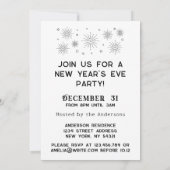 Black White Retro Typography New Year's Eve Party Kaart (Achterkant)