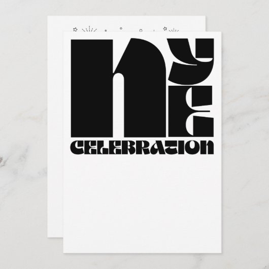Black White Retro Typography New Year's Eve Party Kaart (Voorkant / Achterkant)