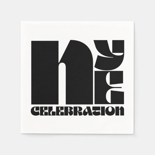 Black White Retro Typography New Year's Eve Party Servet (Voorkant)