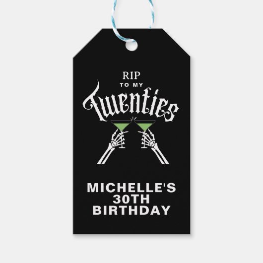 Black & White RIP voor mijn 20ste verjaardag Cadeaulabel (Voorkant)