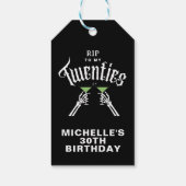 Black & White RIP voor mijn 20ste verjaardag Cadeaulabel (Achterkant)