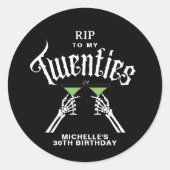 Black & White RIP voor mijn 20ste verjaardag Ronde Sticker (Voorkant)