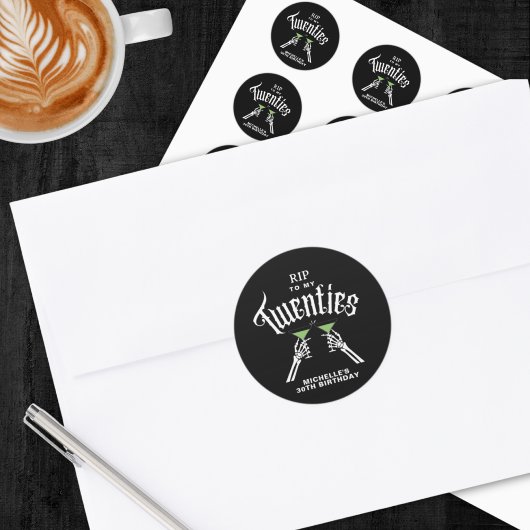 Black & White RIP voor mijn 20ste verjaardag Ronde Sticker