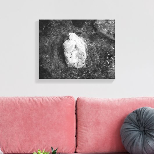 Black & White Rock in het meer Water 11x14 Canvas Afdruk (Insitu (Woonkamer))