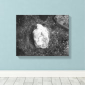 Black & White Rock in het meer Water 11x14 Canvas Afdruk (Insitu (Houten vloer))