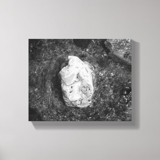 Black & White Rock in het meer Water 8x10 Canvas Afdruk (Voorkant)