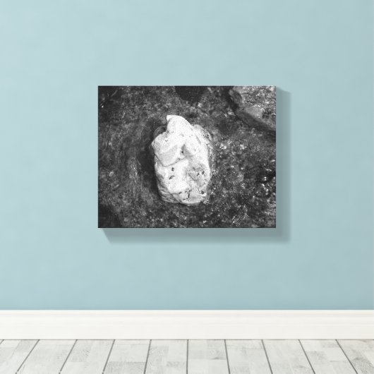 Black & White Rock in het meer Water 8x10 Canvas Afdruk (Insitu (Houten vloer))