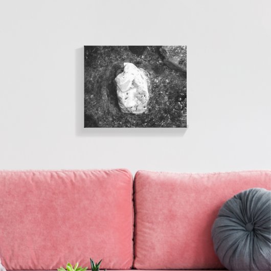 Black & White Rock in het meer Water 8x10 Canvas Afdruk (Insitu (Woonkamer))