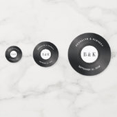 Black White Rock N Roll Monogram Naam Vinyl Record Confetti (Voorkanten)