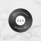 Black White Rock N Roll Monogram Naam Vinyl Record Confetti (Kleine voorkant)
