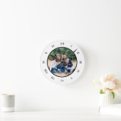 Black White Roman Numbers Aangepaste foto Ronde Klok (Huis)