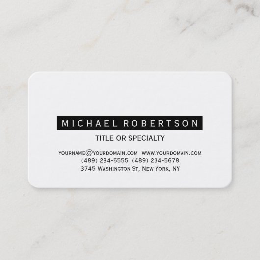 Black White Ronde Corner Charming Visitekaartje (Voorkant)