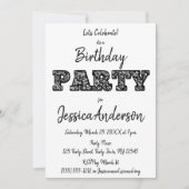 Black White Roos Floral Birthday Kaart (Voorkant)