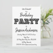 Black White Roos Floral Birthday Kaart (Staand voorkant)