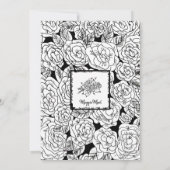 Black White Roos Floral Birthday Kaart (Achterkant)