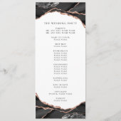 Black White Roos Gold Foil Agate Wedding Programmakaart (Achterkant)