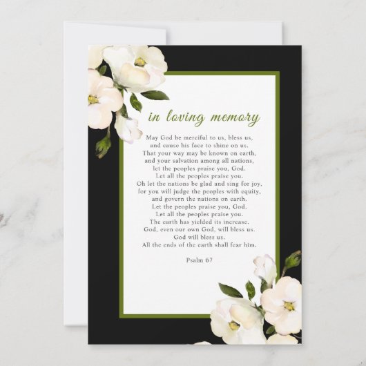 Black White Roos Photo Funeral Memory Prayer Card Bedankkaart (Achterkant)