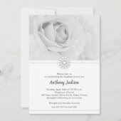 Black & White Rose Christening, Baptism Invitation (Voorkant)