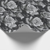 Black & White Rose Floral Pattern Wrapping Paper Cadeaupapier (Hoek)