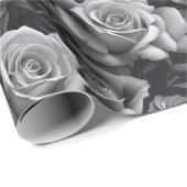 Black & White Rose Floral Pattern Wrapping Paper Cadeaupapier (Rol Hoek)