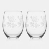 Black & white rose wijnglas zonder voet (Achterkant)