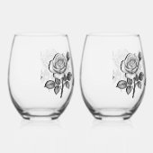 Black & white rose wijnglas zonder voet (Rechts)