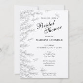 Black & White Rosemary Floral Bridal Shower Kaart (Voorkant)
