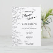 Black & White Rosemary Floral Bridal Shower Kaart (Staand voorkant)