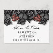 Black White Roses Halloween Save Date Aankondigingskaart (Voorkant)