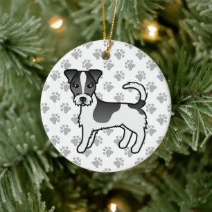 Black & White Rough Coat Jack Russell Terrier Dog Keramisch Ornament