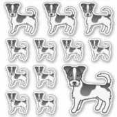 Black & White Rough Coat Jack Russell Terrier Dogs Sticker (Voorkant)
