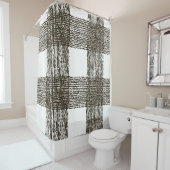 Black White Rough grid Pattern Shower Curtain Douchegordijn (In situ)