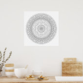 Black & White Round Mandala v3 Coloring Poster (Keuken)