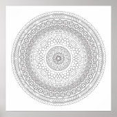 Black & White Round Mandala v3 Coloring Poster (Voorkant)