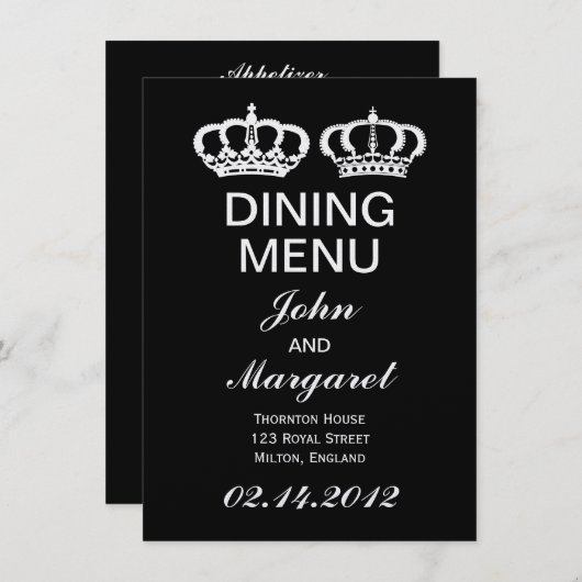 Black White Royal Couple-menu Menu (Voorkant / Achterkant)